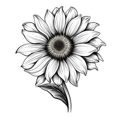Hand drawn sunflowers, black and white, AI generated Image