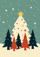 Cute hand drawn Christmas card design
