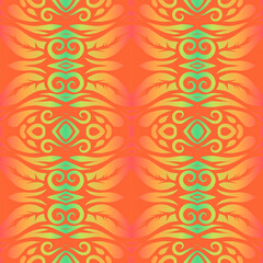 Seamless colourful batik ethnic dayak aztec Kalimantan pattern for background textile garment