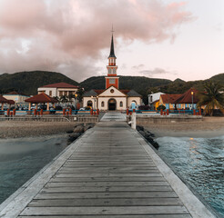 Long pier of the little town of Les Anses-d'Arlet, Martinique. Vibrant and magnificent Caribbean...