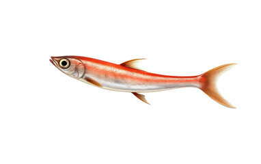 Cute Anchovy Fish Isolated on White Transparent Background.