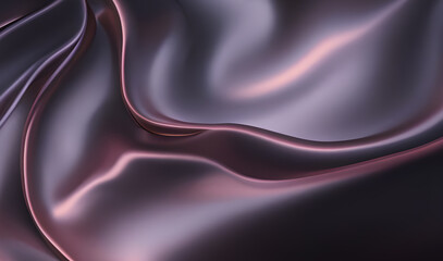 background with folds of black silk with purple soft glow in the dark. generative ai