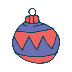 Obraz premium Hand Drawn Christmas Ball colorful Isolated, doodle and organic