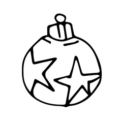 Hand Drawn Christmas Ball Isolated, doodle and organic
