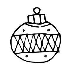 Obraz premium Hand Drawn Christmas Ball Isolated, doodle and organic