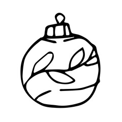 Hand Drawn Christmas Ball Isolated, doodle and organic