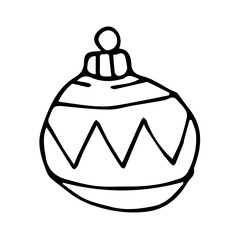 Hand Drawn Christmas Ball Isolated, doodle and organic