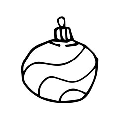Hand Drawn Christmas Ball Isolated, doodle and organic