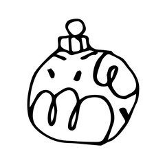 Hand Drawn Christmas Ball Isolated, doodle and organic