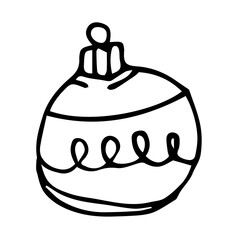 Hand Drawn Christmas Ball Isolated, doodle and organic