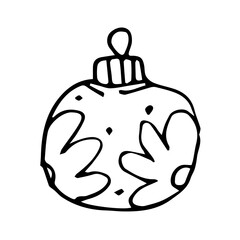 Hand Drawn Christmas Ball Isolated, doodle and organic