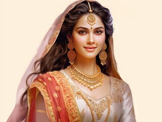 Charming Indian Princess in Splendid Royal Dress Exuding Authentic Regal Presence