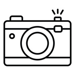 Photo camera with lens and button showing concept icon of photography in trendy style