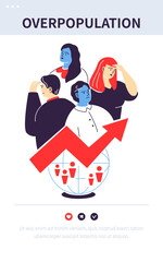 Problem of overpopulation - colorful flat design style banner