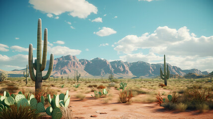 cactuses in a desert - obrazy, fototapety, plakaty