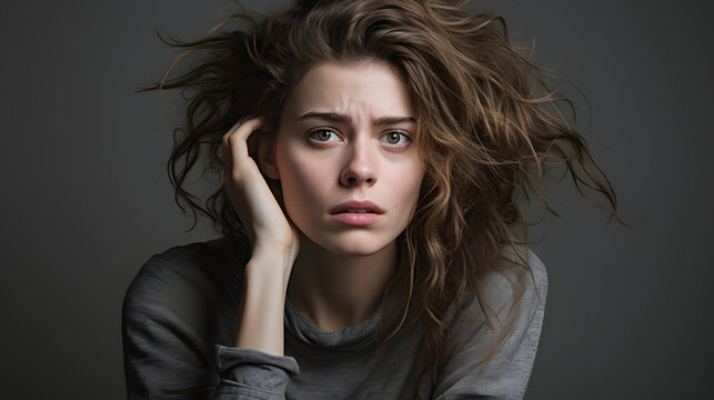 retrato de chicas preocupadas, estresadas, deprimidas y despeinadas