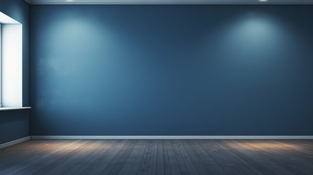 Blue wall in an empty room