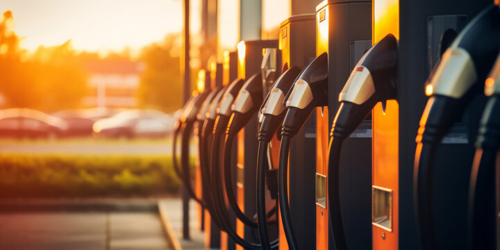 Modern fast electric vehicle chargers station