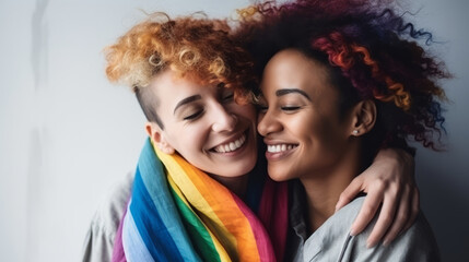 Naklejka premium Proud partners are happy together. Conception of LGBT