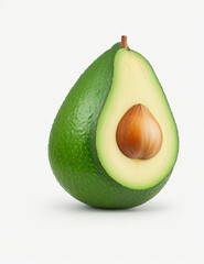 Avocado with cut in half isolated. Suitable for Culinary Theme, Food Theme, Vegetables Theme, Agriculture Theme, Infographics and Other Graphic Related Assets.