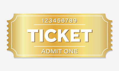 Vector illustration of gold ticket