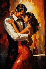 tango dancers digital painting