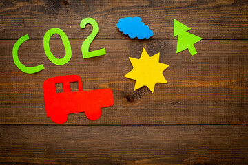 Global warming and climate change concept with paper word CO2