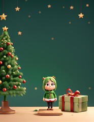 Christmas and New Year background with empty background, Christmas tree and Empty display for product montage.