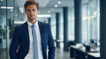 Fototapeta premium Elegant Businessman Smiling in Room Captured with Panasonic Lumix S Pro 50mm