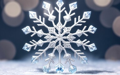 Frozen Elegance The Intricate Beauty of a Single Snowflake ai generated