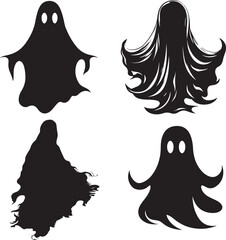 Evil ghosts of halloween Silhouette of evil spirit in vector style collection set isolated on white Illustration
