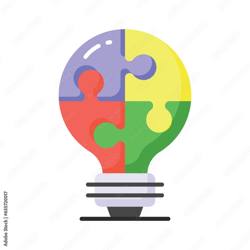 Canvas Prints A jigsaw light bulb showing concept icon of problem solution in trendy style