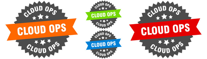 cloud ops sign. round ribbon label set. Seal