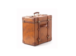 retro suitcase brown on white isolated background. generative AI