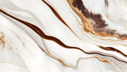 Marbled background banner panorama - High resolution white brown beige Carrara marble stone texture. Generative Ai. - obrazy, fototapety, plakaty