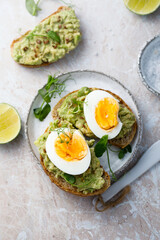 Healthy avocado toast with egg	