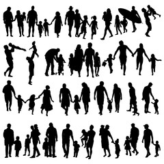 Set silhouettes of family vector