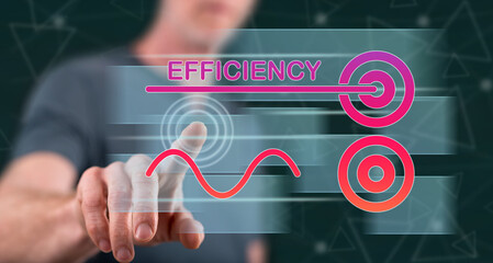 Man touching an efficiency concept