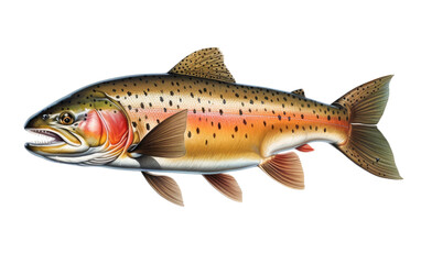 Brown Trout Fish Isolated on White Transparent Background.
