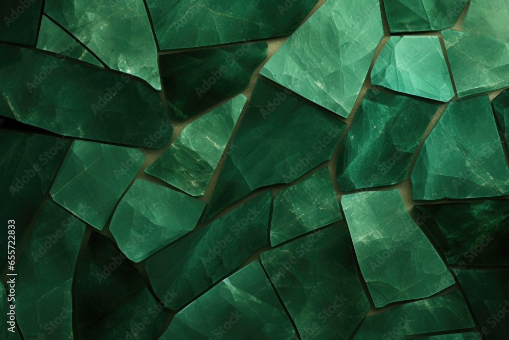 Poster A close up view of a green stone wall. This image can be used to depict textures, patterns, or backgrounds in various design projects.