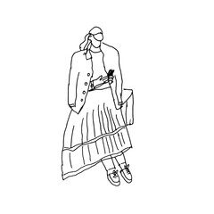 people sketch outline, isolated on white. people in subway for your design