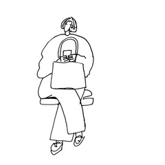 people sketch outline, isolated on white. people in subway for your design