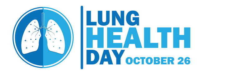 Lung Health Day banner or poster template with lungs icon. October 26.  Vector illustration.