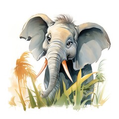 Carl Barks Illustration of Elephant on White Background Showcasing Unique Artistic Style