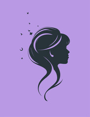woman silhouette, simple and elegant logo woman vector illustration, modern, fashion logo