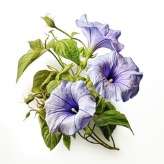 Full View Woolly Morning Glory Ipomoea Spp.On , Isolated On White Background, For Design And Printing