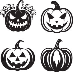 vector Set of pumpkins Happy Halloween pumpkin silhouette collection Halloween decorations. pumpkin faces elements  