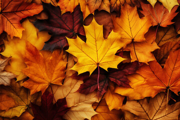 Fototapeta premium Autumn leaves lying on the floor