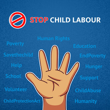 Stop child labour social media post vector in Art & Illustration, day against child labour