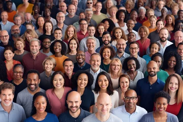 Deurstickers Multi ethnic people of different age looking at camera. Large group of multiracial business people posing and smiling. © Bojan
